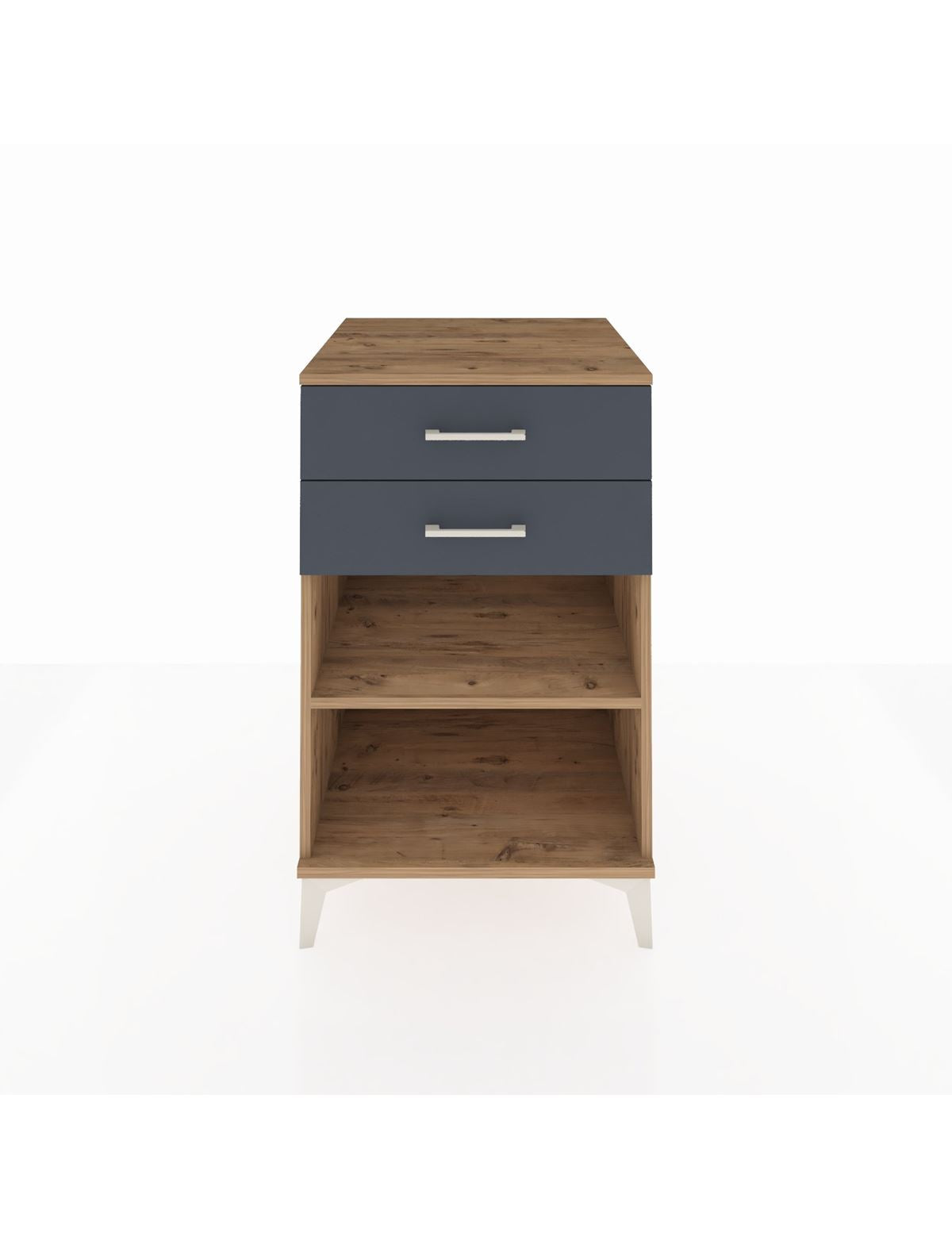 Kronos Komodin Tek Raflı 2 Çekmeceli 60x59x96 Çam-Antrasit