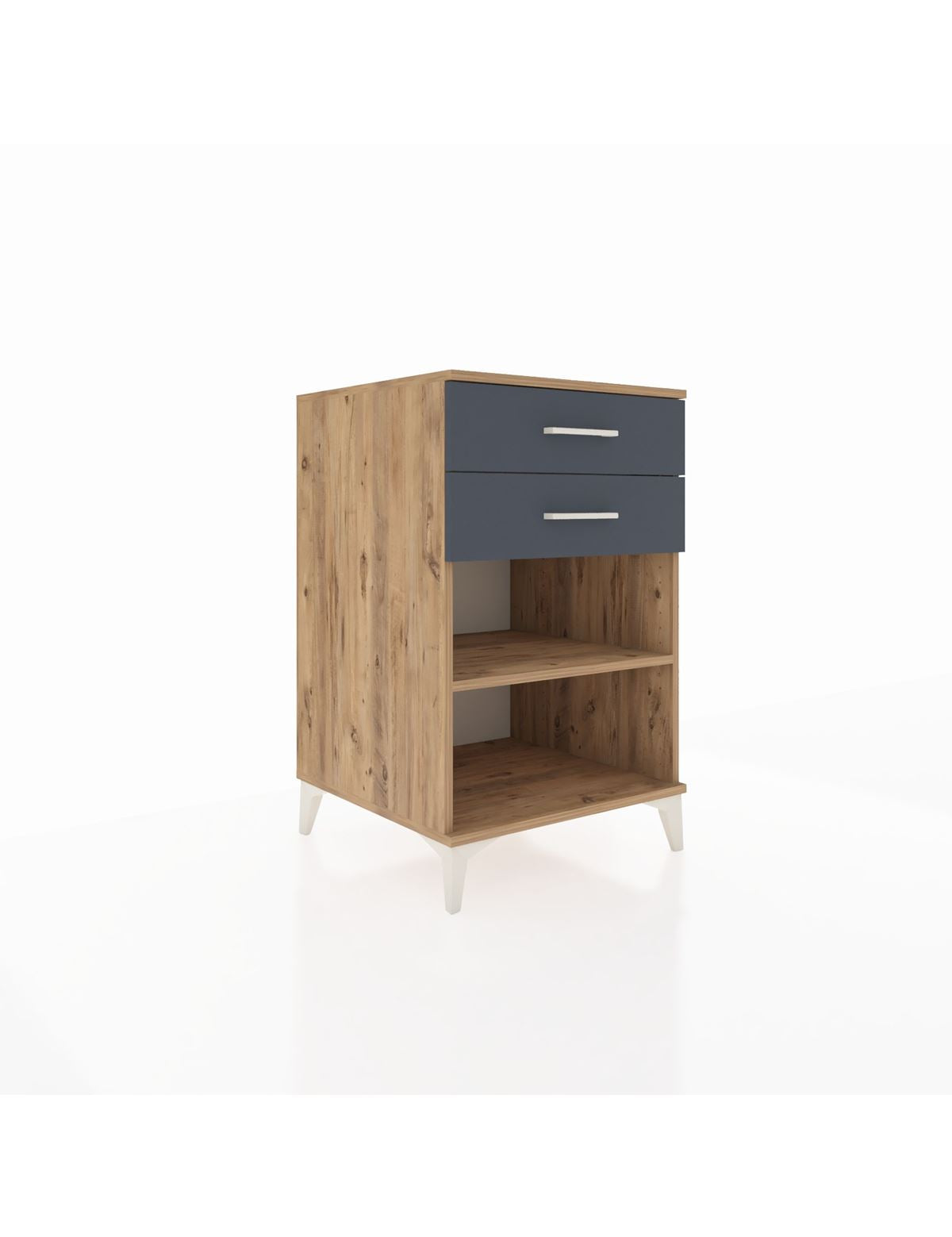 Kronos Komodin Tek Raflı 2 Çekmeceli 60x59x96 Çam-Antrasit