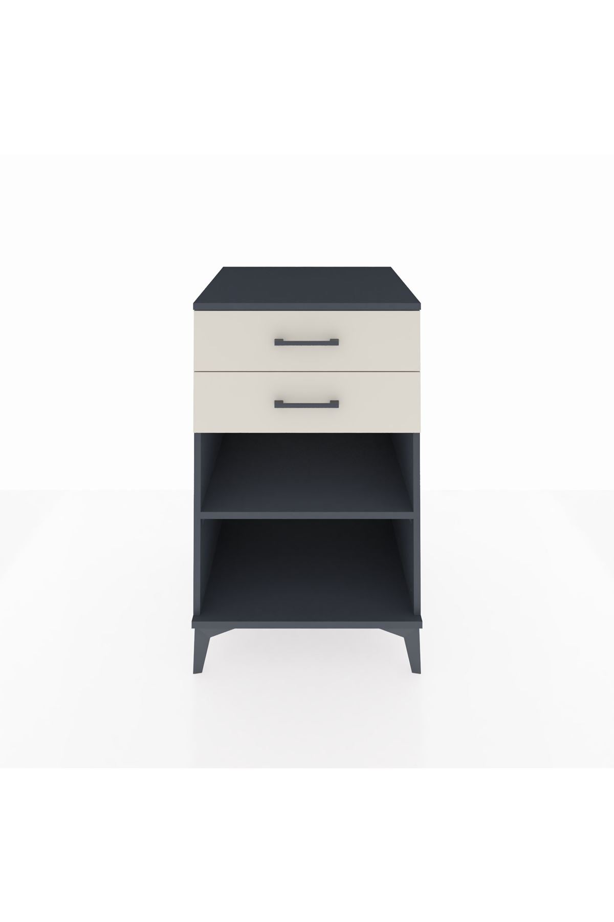 Kronos Komodin Tek Raflı 2 Çekmeceli 60x59x96 Antrasit-Aytaşı