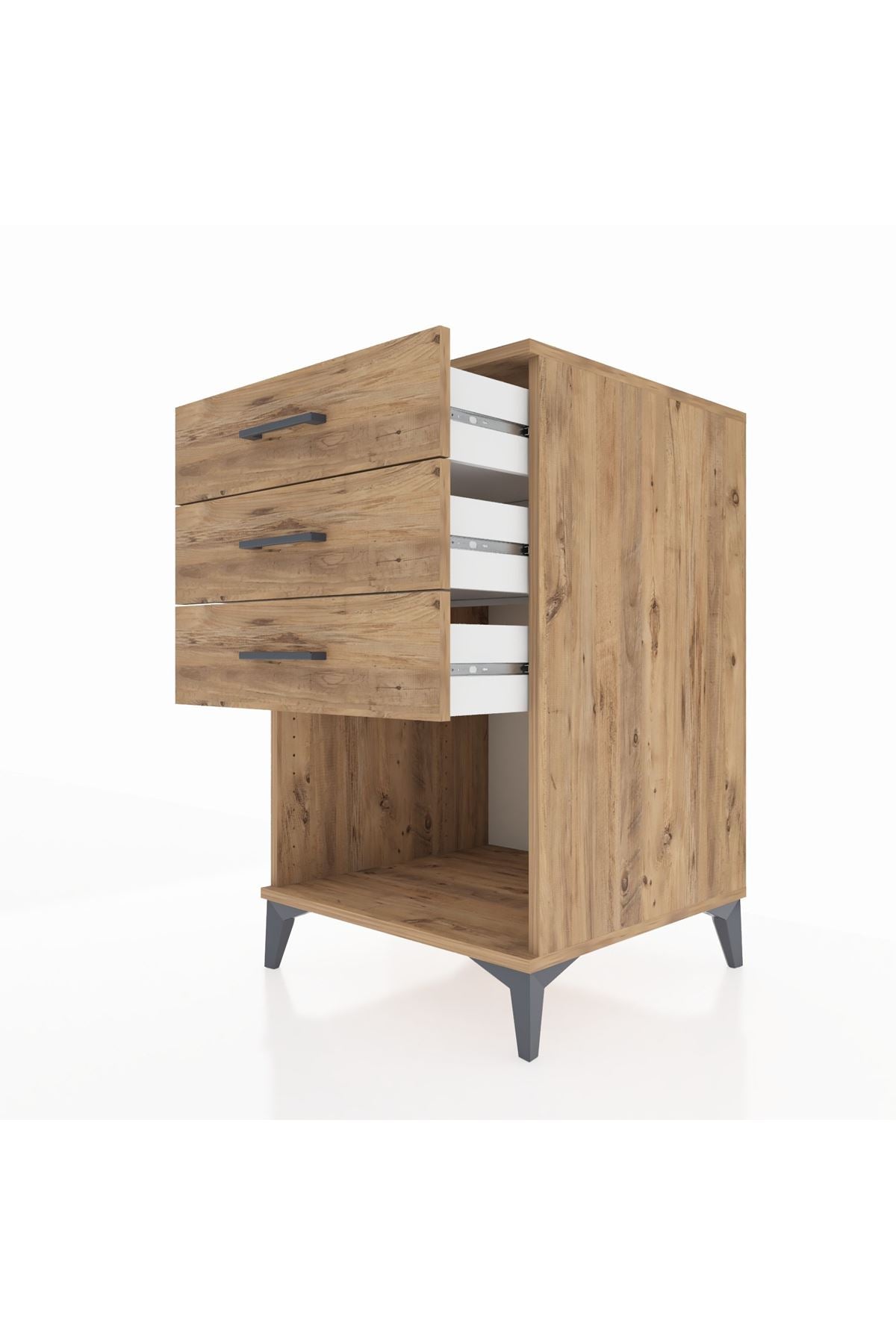 Kronos Komodin 3 Çekmeceli 60x59x96 Çam-Çam