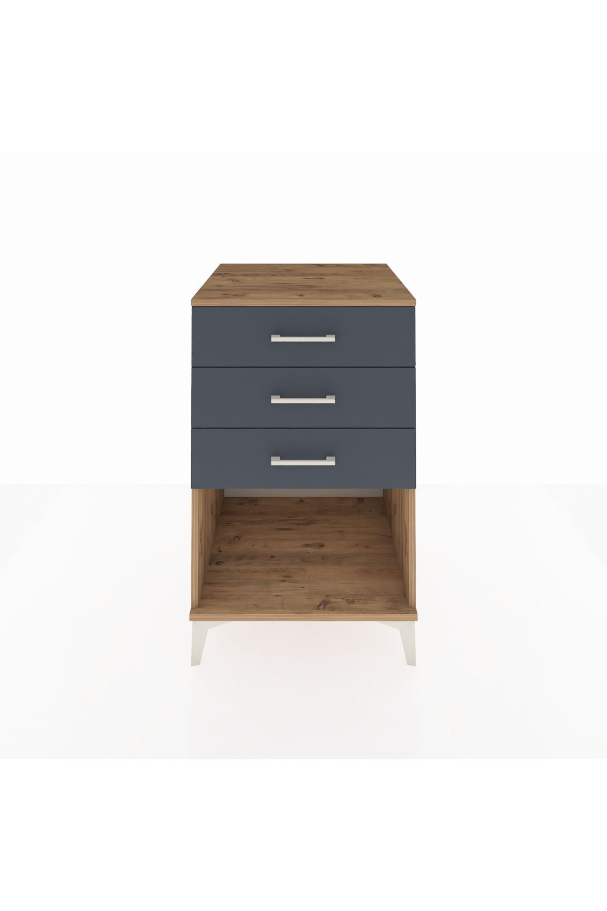Kronos Komodin 3 Çekmeceli 60x59x96 Çam-Antrasit