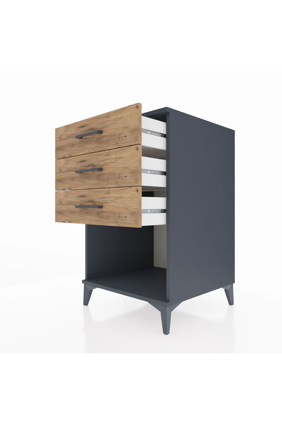 Kronos Komodin 3 Çekmeceli 60x59x96 Antrasit-Çam