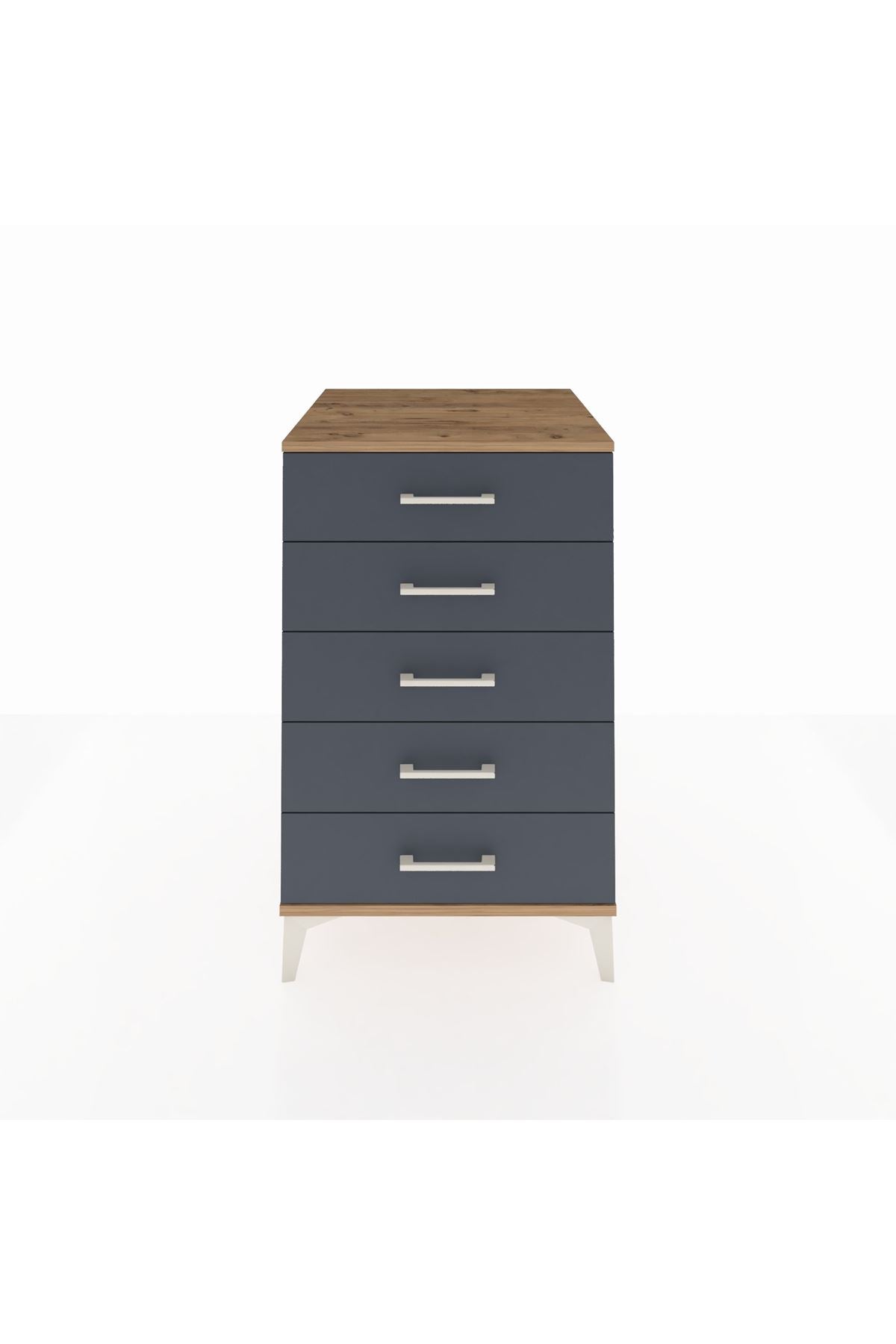Kronos Komodin 5 Çekmeceli 60x59x96 Çam-Antrasit