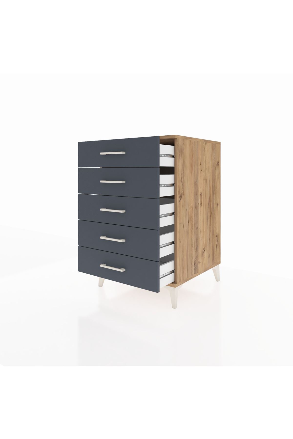 Kronos Komodin 5 Çekmeceli 60x59x96 Çam-Antrasit