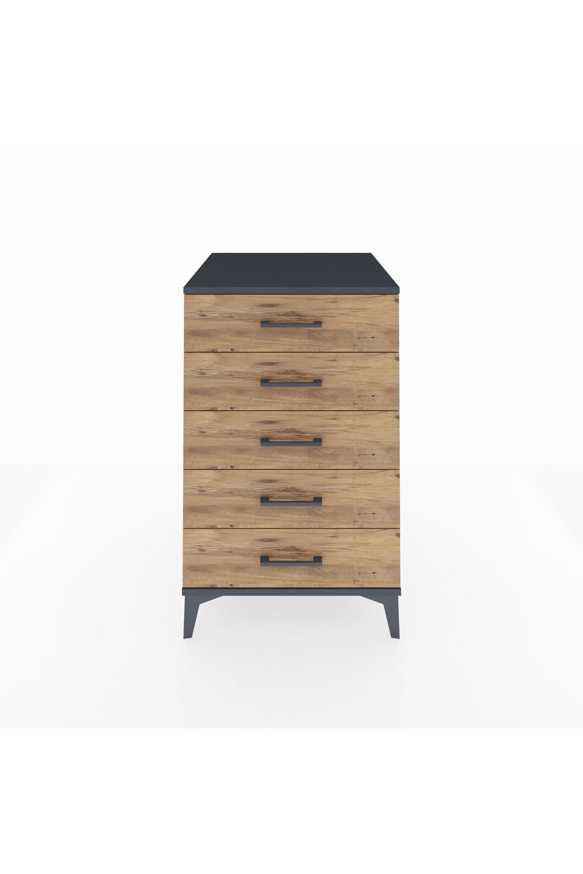 Kronos Komodin 5 Çekmeceli 60x59x96 Antrasit-Çam