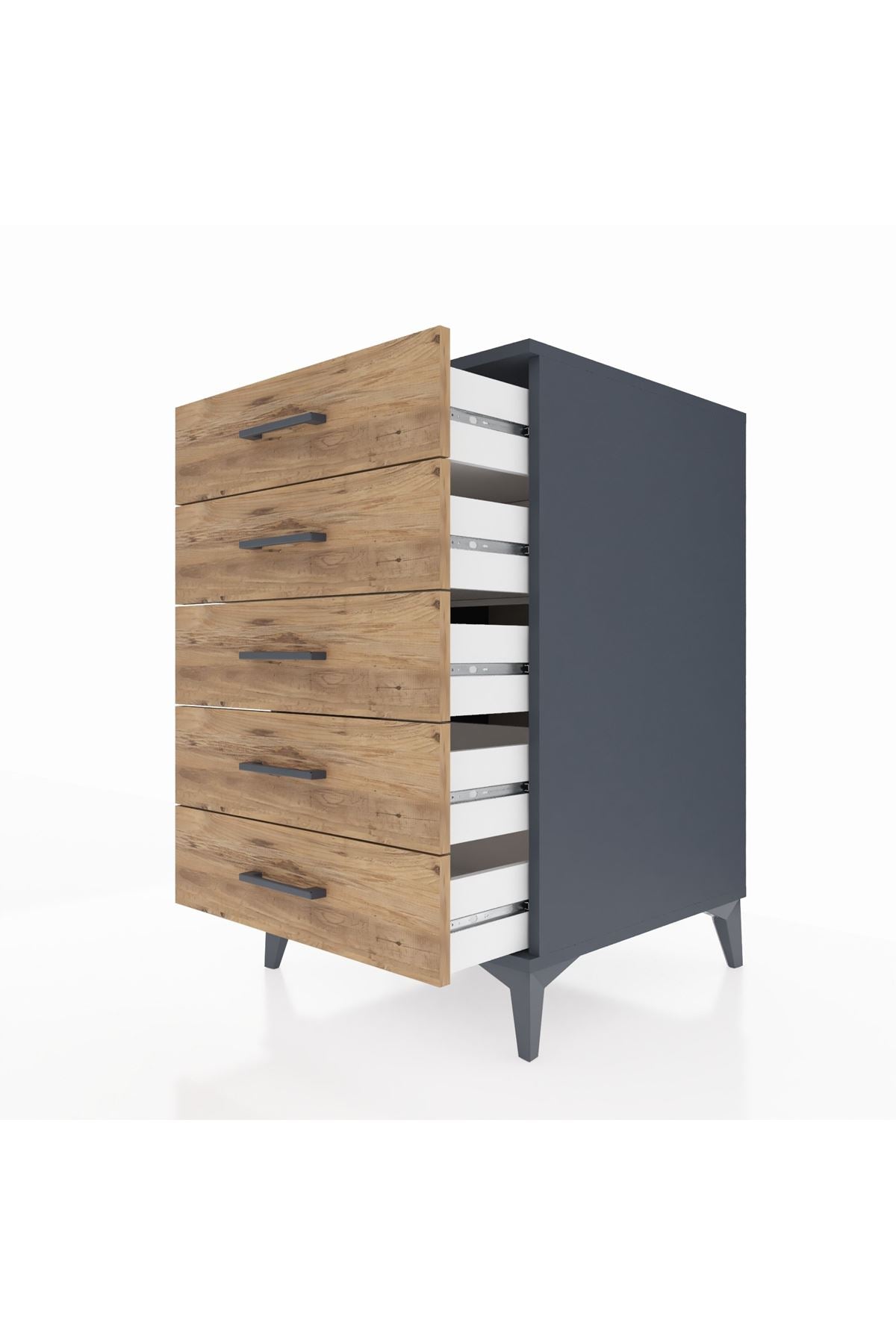Kronos Komodin 5 Çekmeceli 60x59x96 Antrasit-Çam