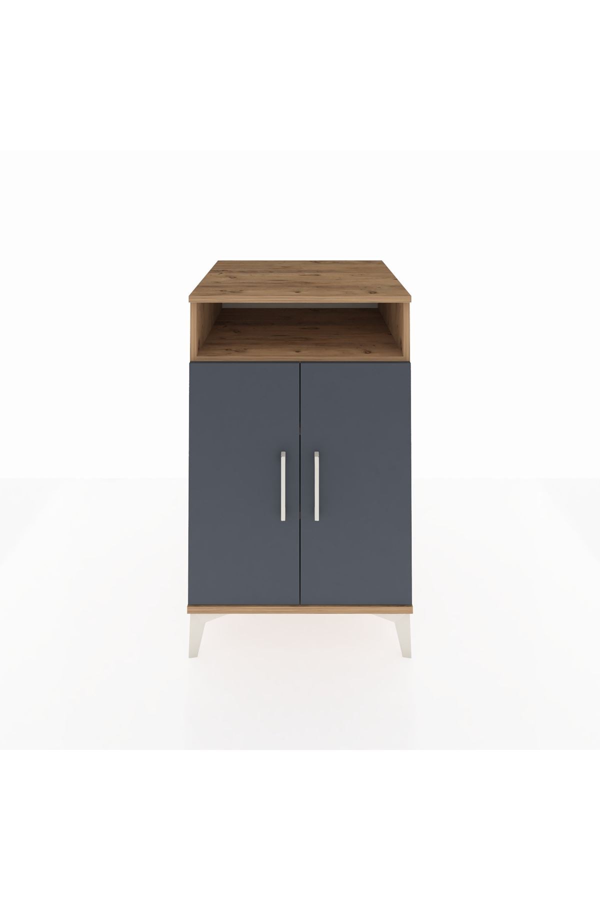 Kronos Komodin 3 Raflı 2 Kapaklı 60x59x96 Çam-Antrasit