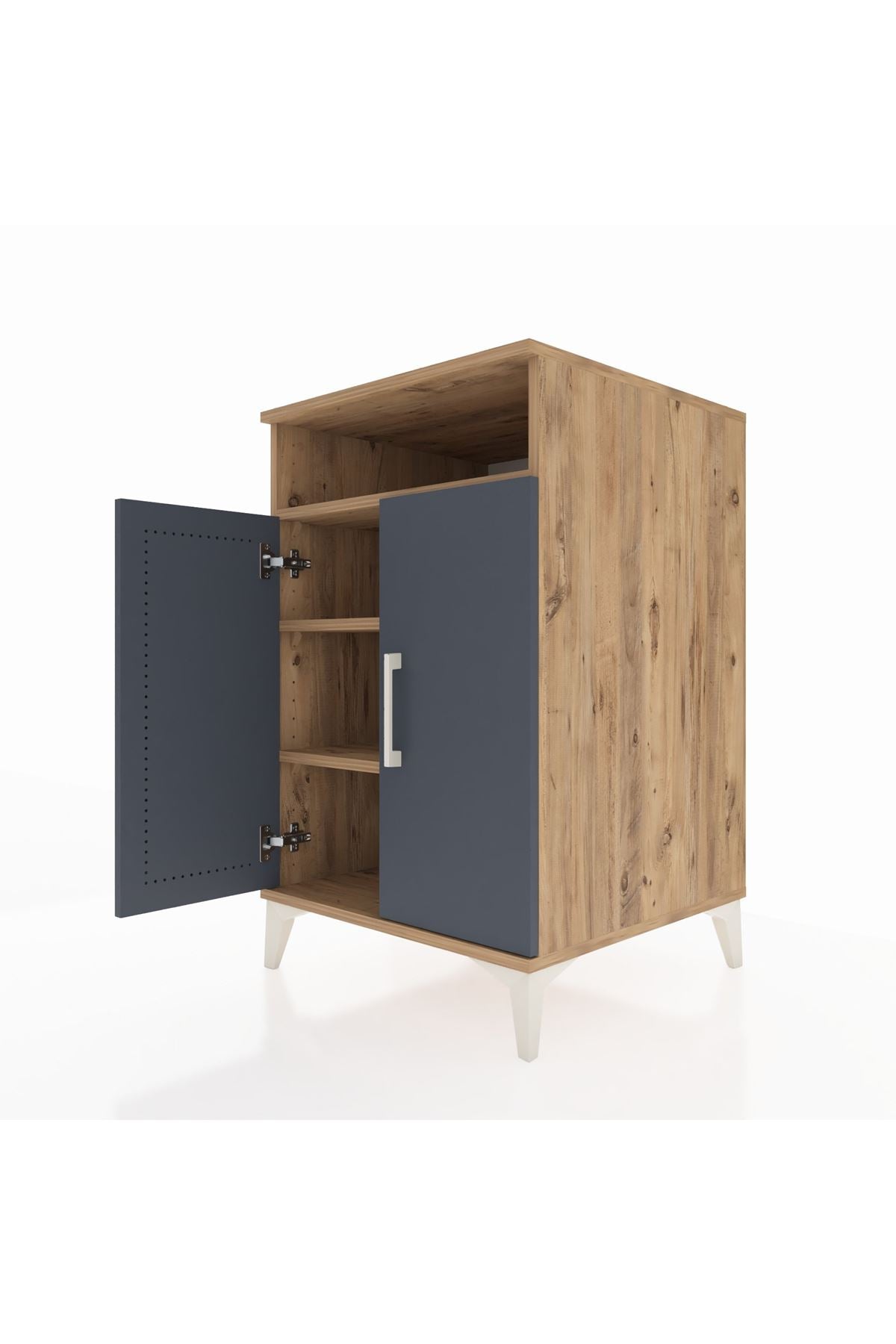 Kronos Komodin 3 Raflı 2 Kapaklı 60x59x96 Çam-Antrasit