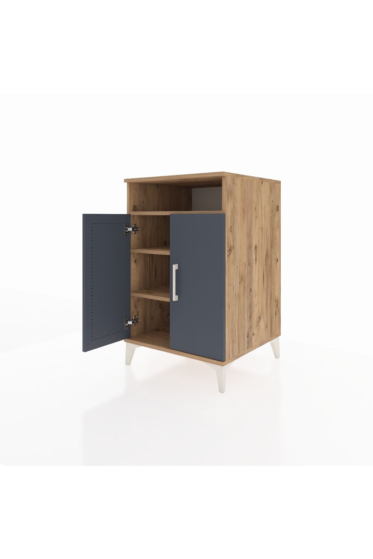 Kronos Komodin 3 Raflı 2 Kapaklı 60x59x96 Çam-Antrasit