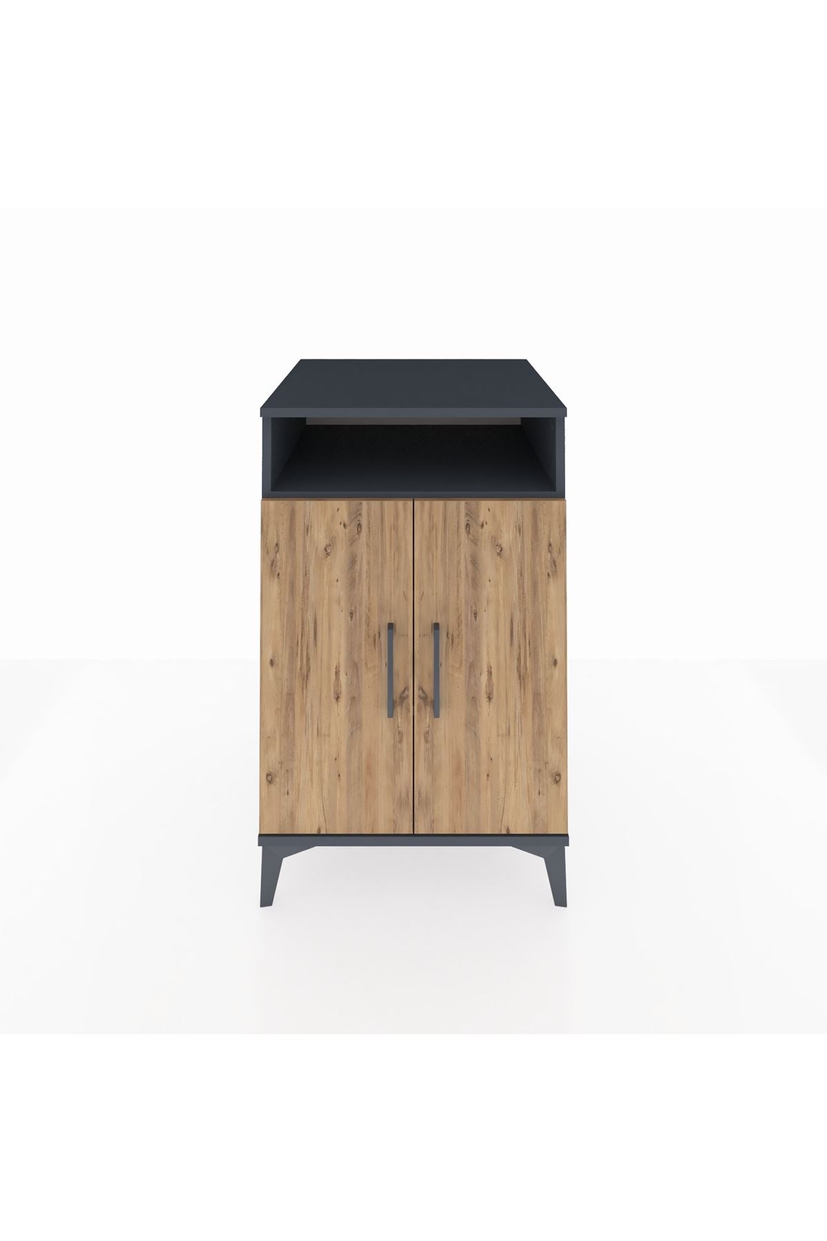 Kronos Komodin 3 Raflı 2 Kapaklı 60x59x96 Antrasit-Çam