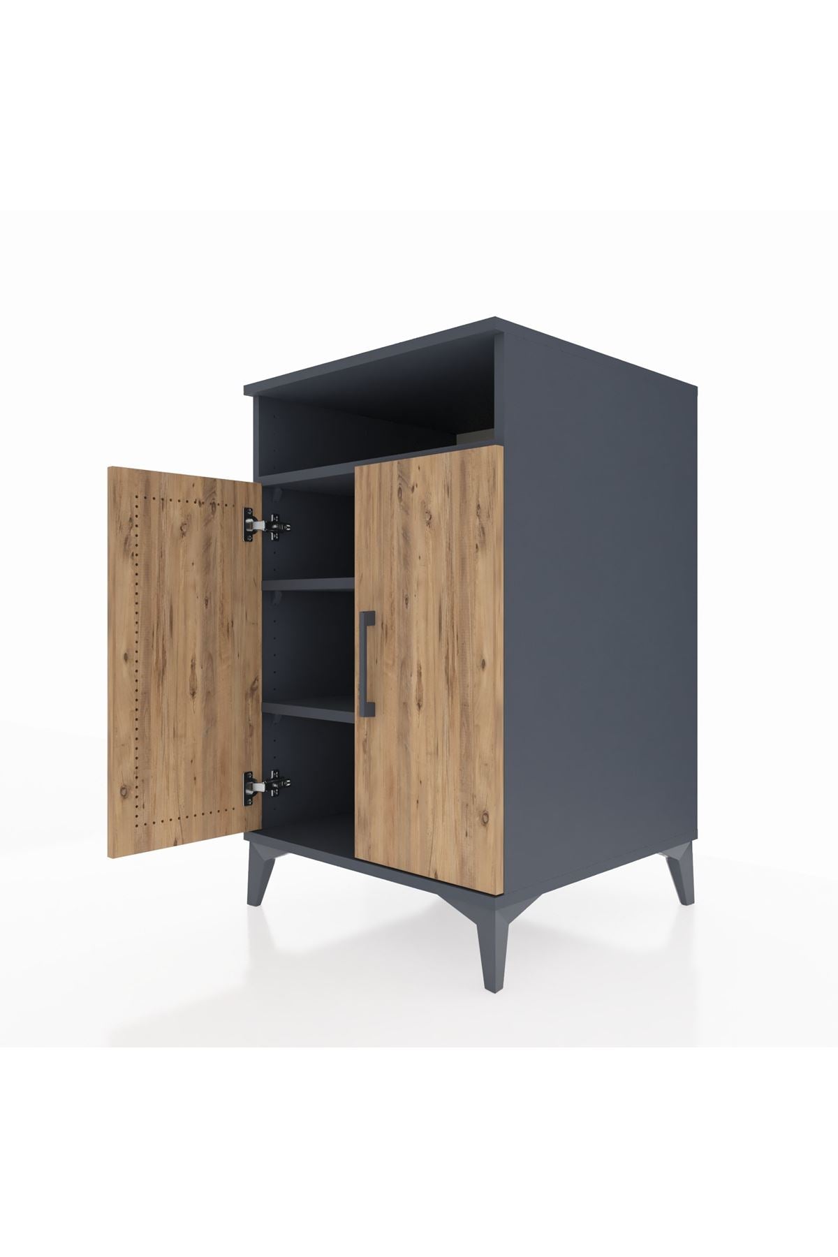 Kronos Komodin 3 Raflı 2 Kapaklı 60x59x96 Antrasit-Çam