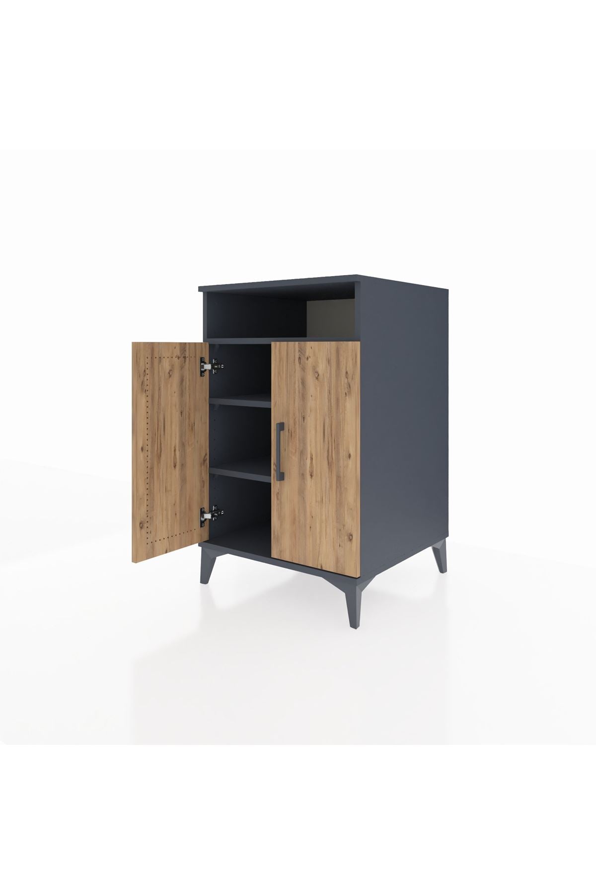 Kronos Komodin 3 Raflı 2 Kapaklı 60x59x96 Antrasit-Çam