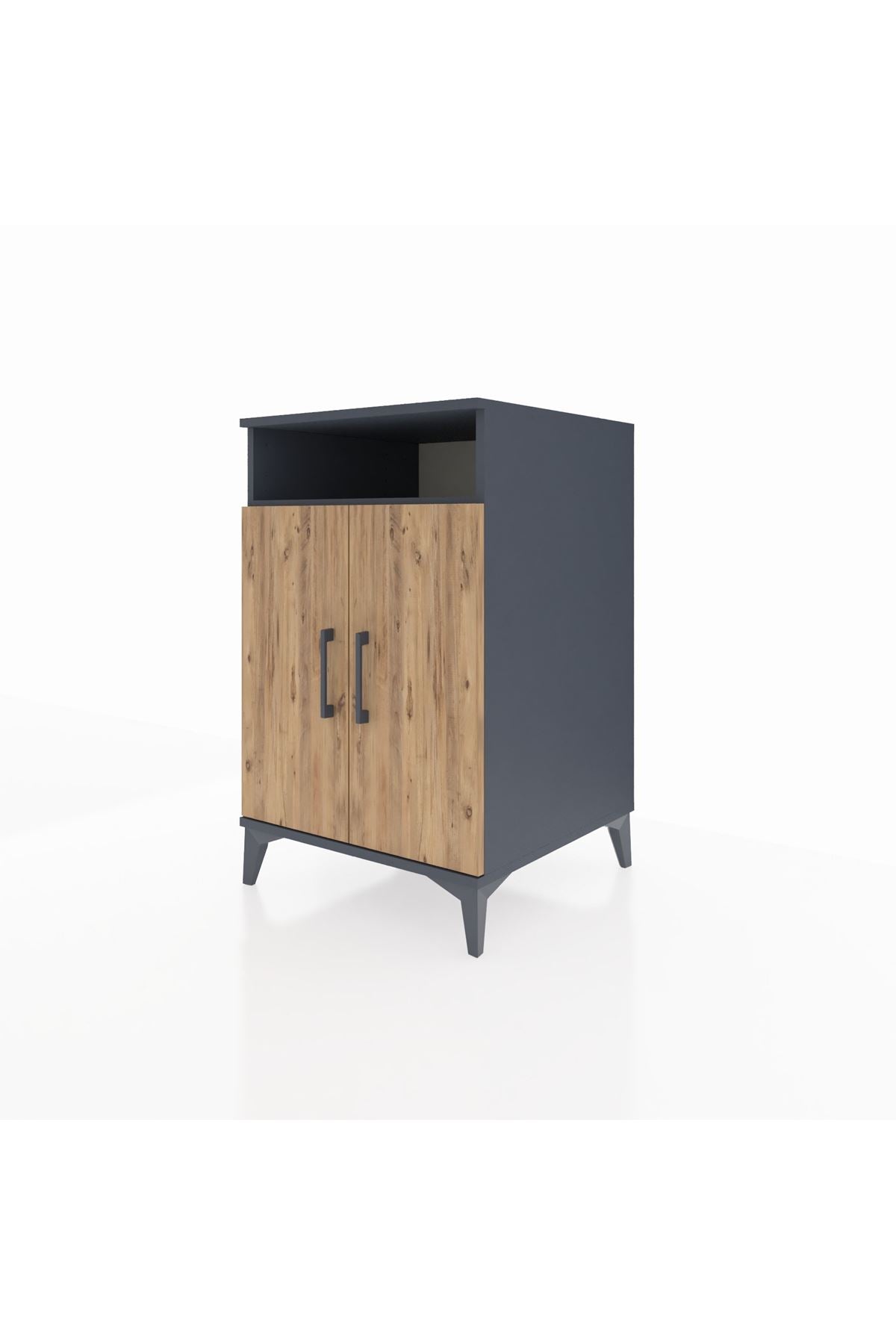 Kronos Komodin 3 Raflı 2 Kapaklı 60x59x96 Antrasit-Çam