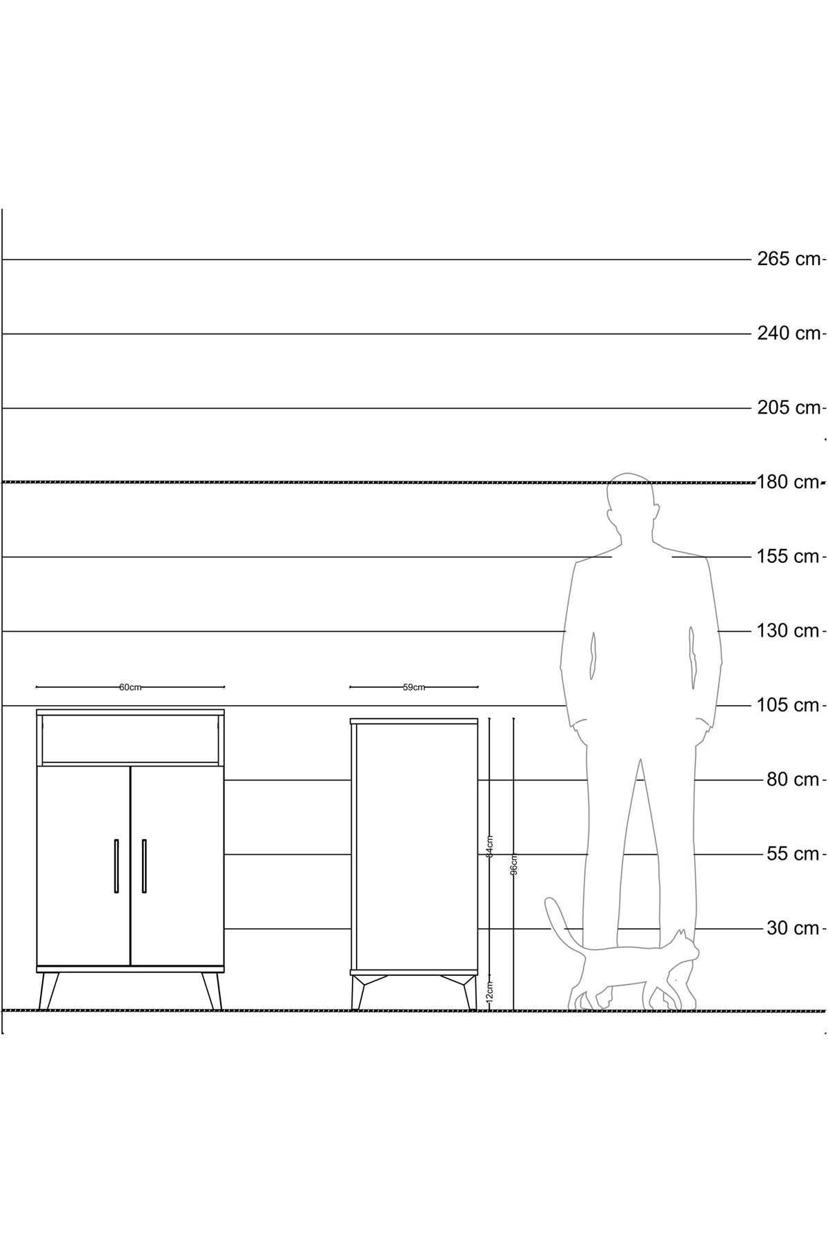 Kronos Komodin 3 Raflı 2 Kapaklı 60x59x96 Antrasit-Antrasit