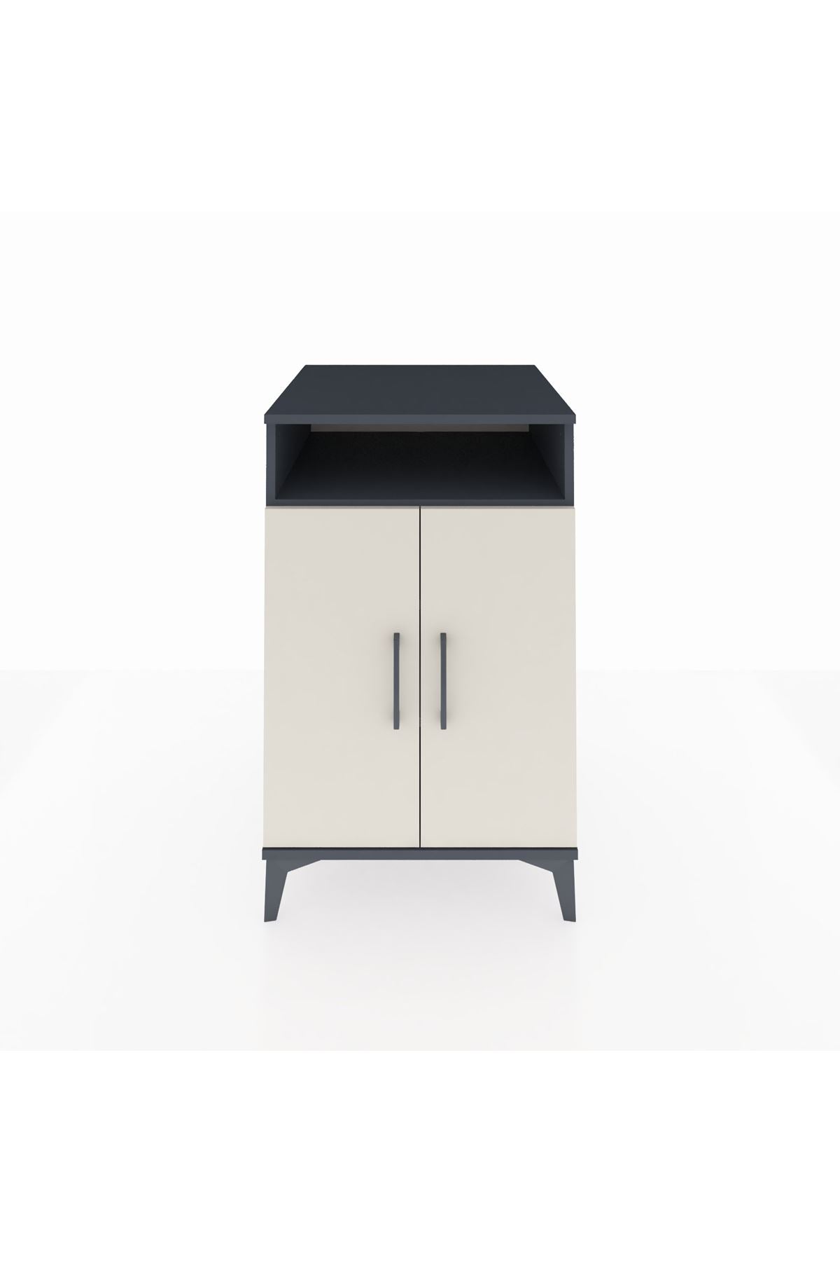 Kronos Komodin 3 Raflı 2 Kapaklı 60x59x96 Antrasit-Aytaşı