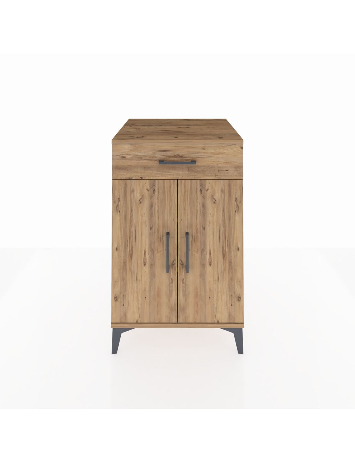 Kronos Komodin 2 Raflı Tek Çekmeceli 2 Kapaklı 60x59x96 Çam-Çam