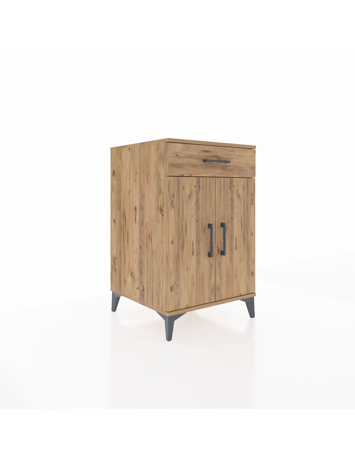 Kronos Komodin 2 Raflı Tek Çekmeceli 2 Kapaklı 60x59x96 Çam-Çam