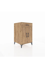 Kronos Komodin 2 Raflı Tek Çekmeceli 2 Kapaklı 60x59x96 Çam-Çam