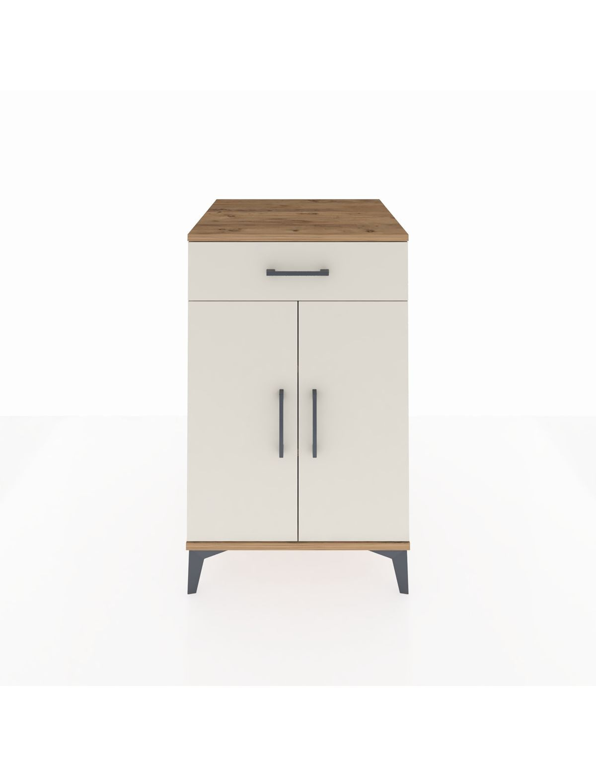 Kronos Komodin 2 Raflı Tek Çekmeceli 2 Kapaklı 60x59x96 Çam-Aytaşı