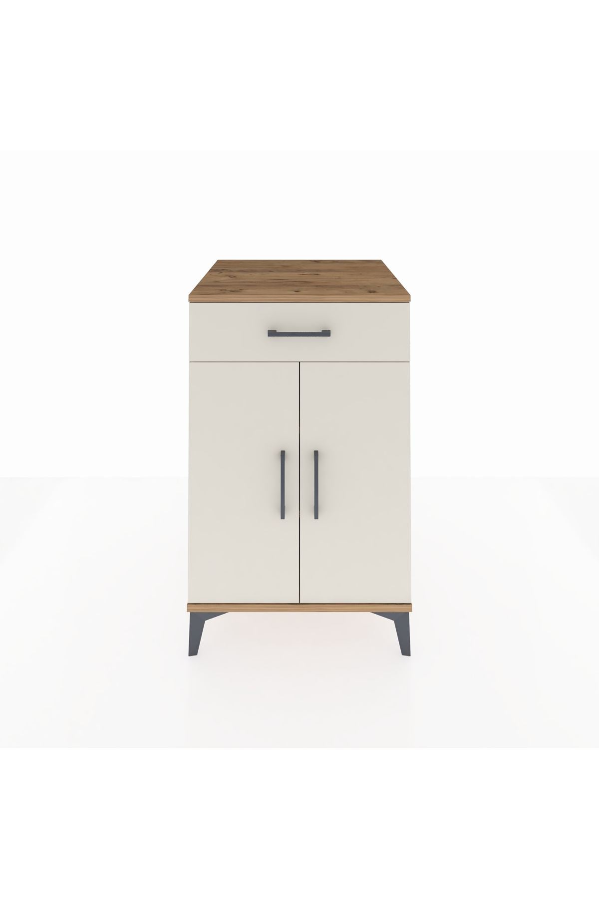 Kronos Komodin 2 Raflı Tek Çekmeceli 2 Kapaklı 60x59x96 Çam-Aytaşı