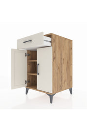 Kronos Komodin 2 Raflı Tek Çekmeceli 2 Kapaklı 60x59x96 Çam-Aytaşı