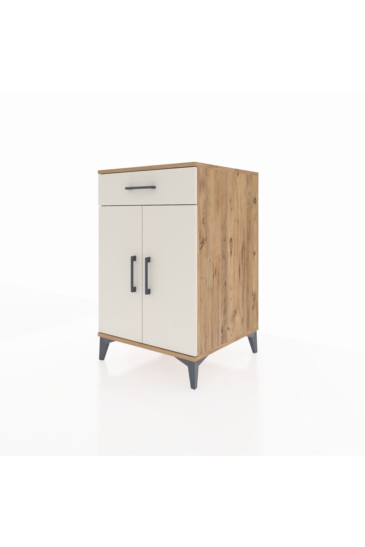 Kronos Komodin 2 Raflı Tek Çekmeceli 2 Kapaklı 60x59x96 Çam-Aytaşı