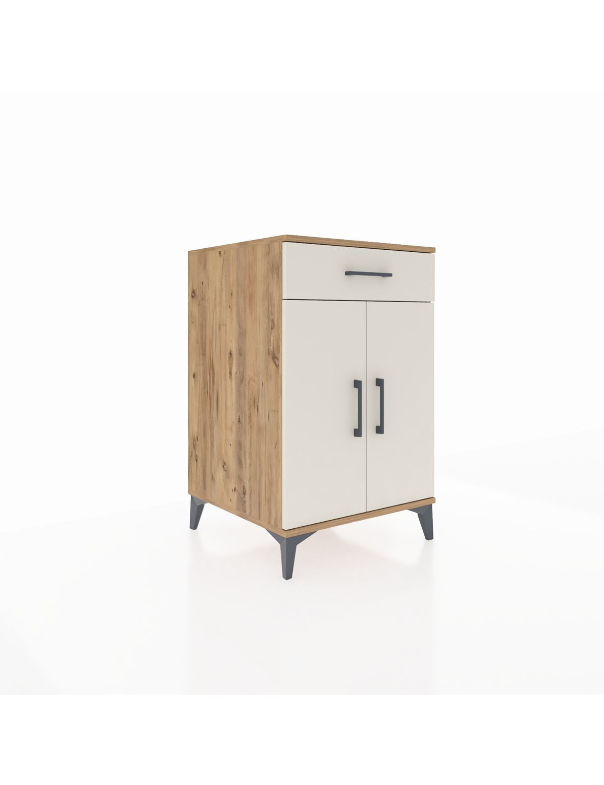 Kronos Komodin 2 Raflı Tek Çekmeceli 2 Kapaklı 60x59x96 Çam-Aytaşı