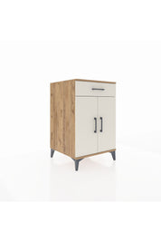 Kronos Komodin 2 Raflı Tek Çekmeceli 2 Kapaklı 60x59x96 Çam-Aytaşı