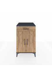 Kronos Komodin 2 Raflı Tek Çekmeceli 2 Kapaklı 60x59x96 Antrasit-Çam