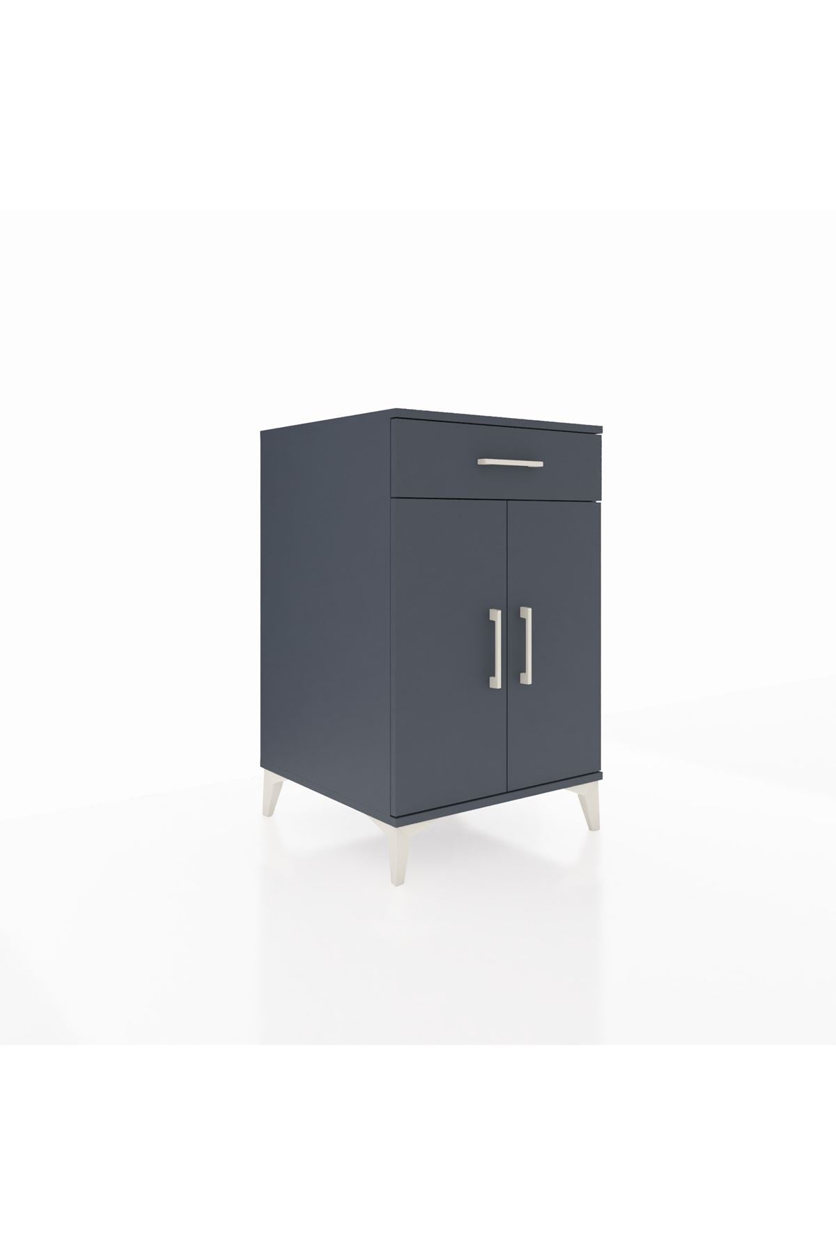 Kronos Komodin 2 Raflı Tek Çekmeceli 2 Kapaklı 60x59x96 Antrasit-Antrasit