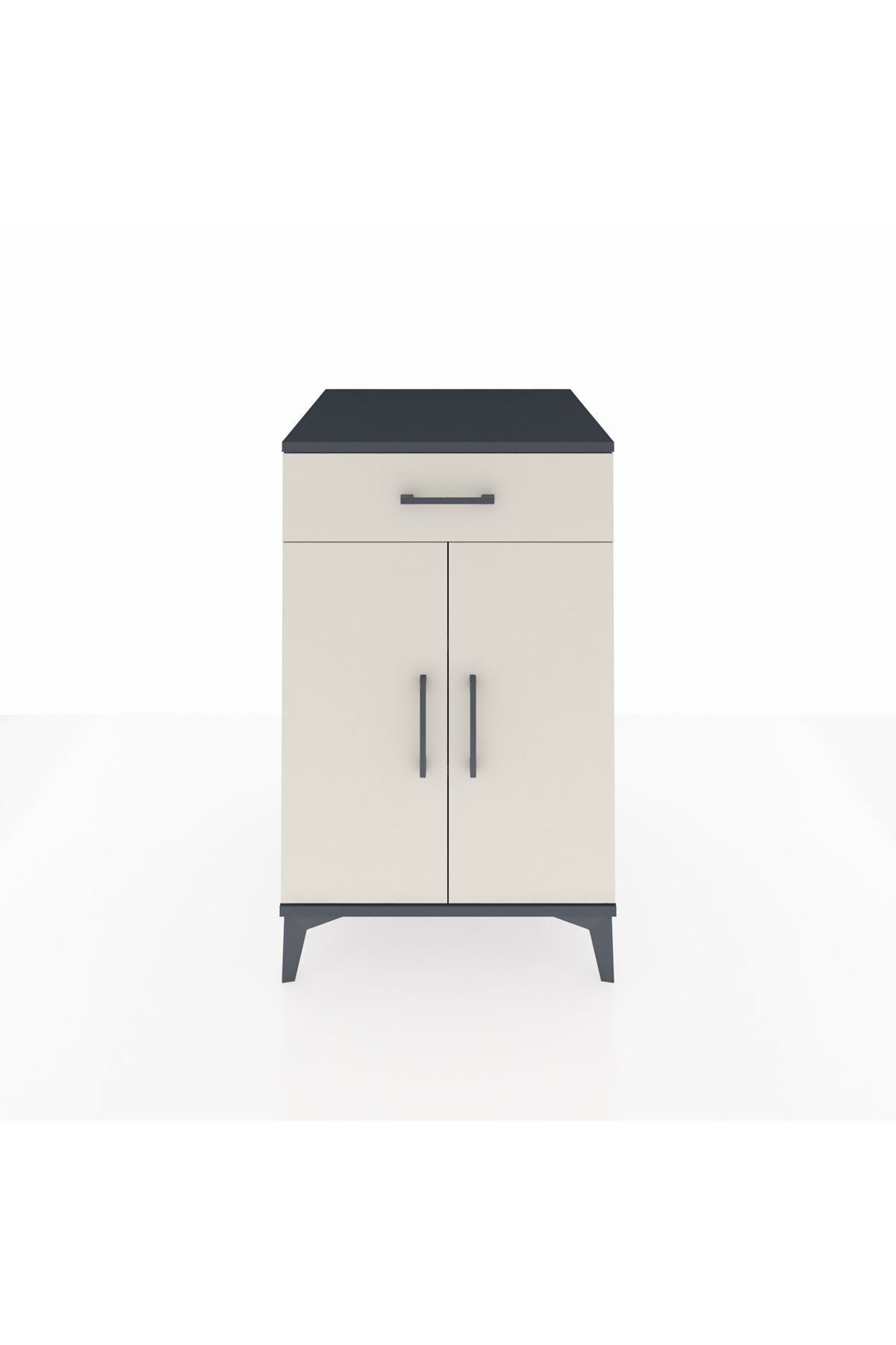 Kronos Komodin 2 Raflı Tek Çekmeceli 2 Kapaklı 60x59x96 Antrasit-Aytaşı