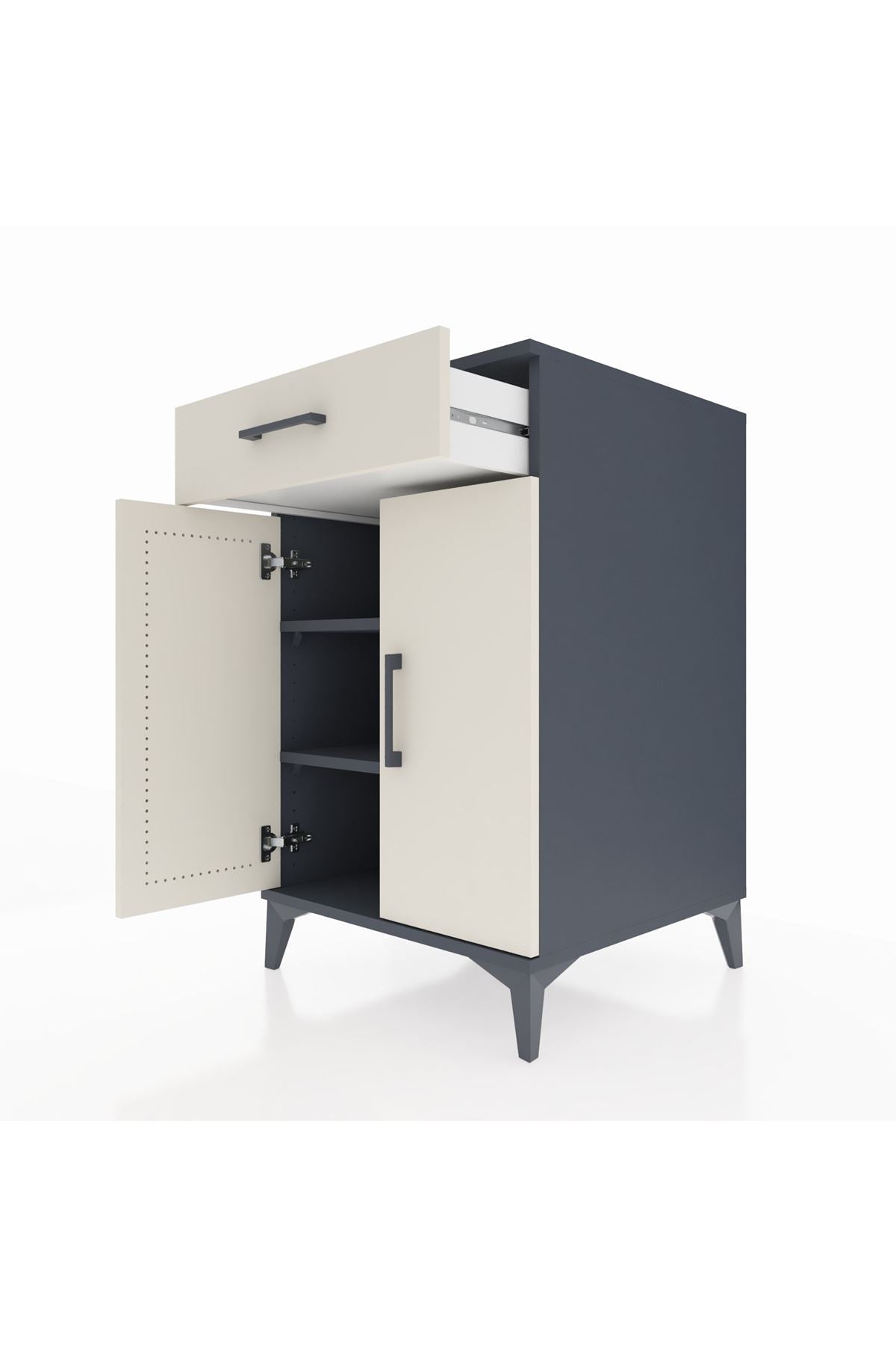 Kronos Komodin 2 Raflı Tek Çekmeceli 2 Kapaklı 60x59x96 Antrasit-Aytaşı