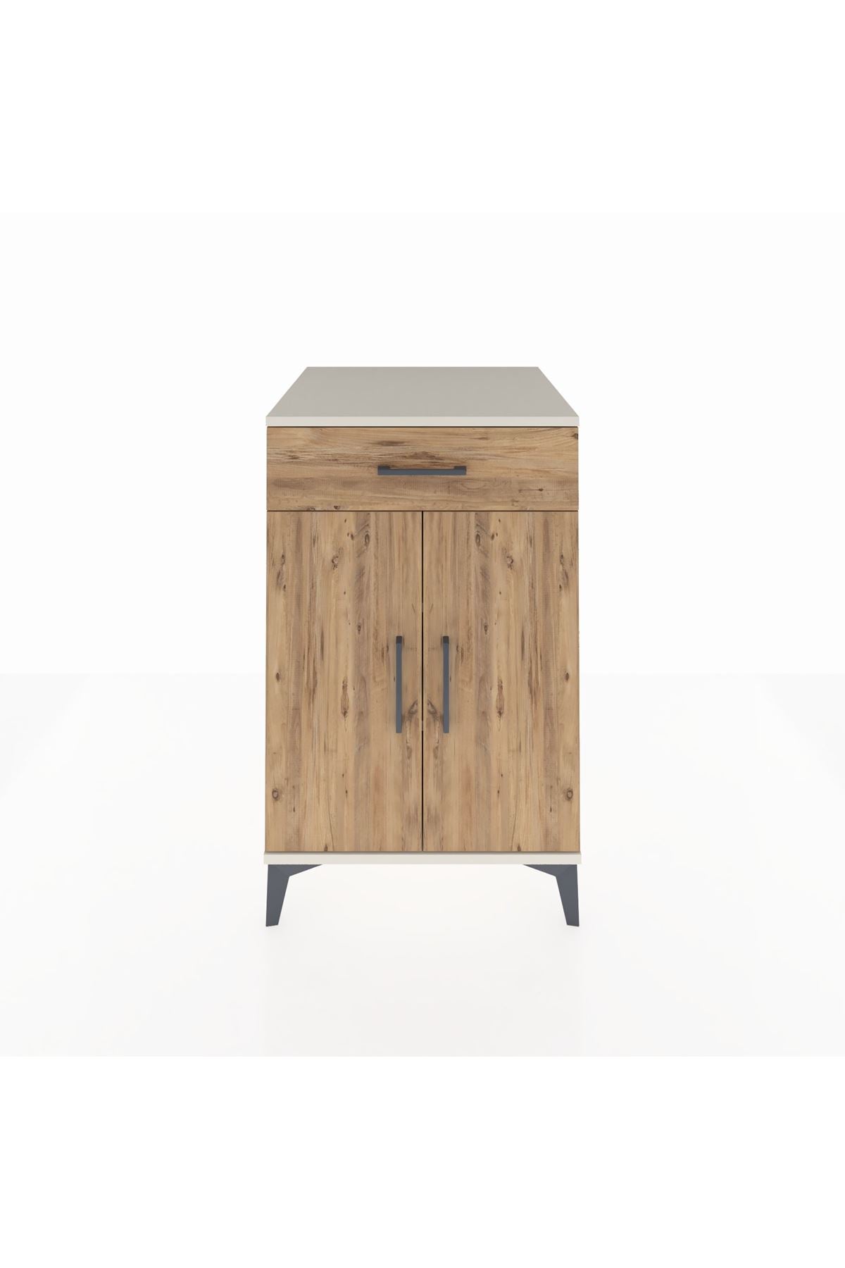 Kronos Komodin 2 Raflı Tek Çekmeceli 2 Kapaklı 60x59x96 Aytaşı-Çam