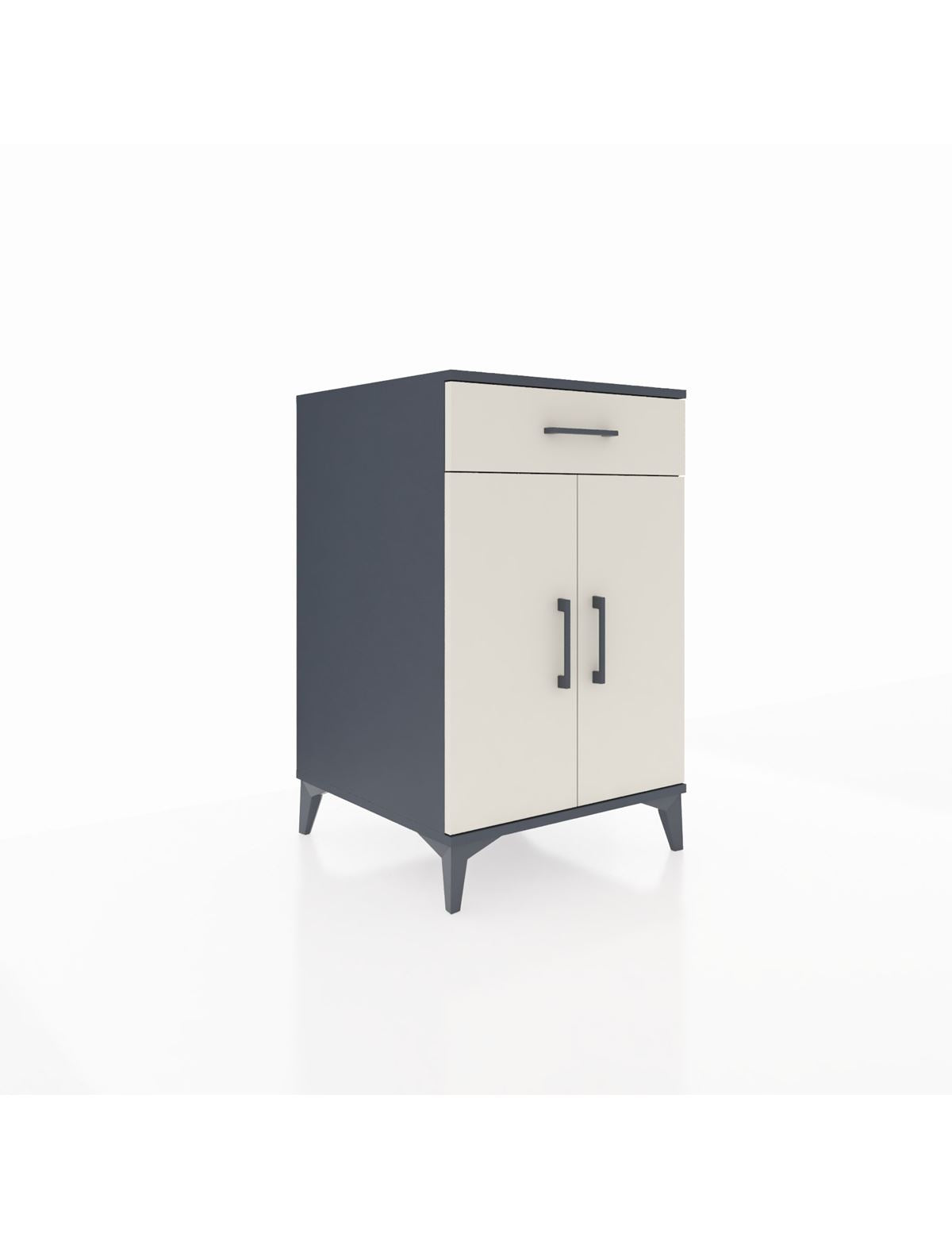 Kronos Komodin 2 Raflı Tek Çekmeceli 2 Kapaklı 60x59x96 Antrasit-Aytaşı