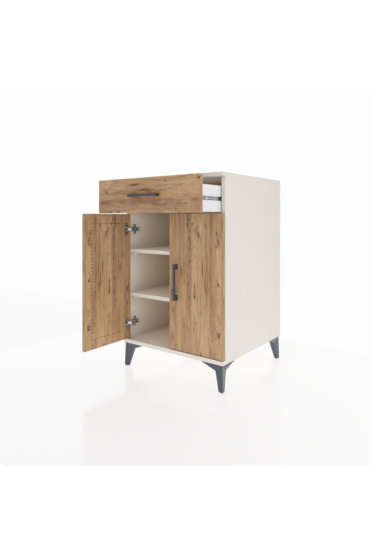 Kronos Komodin 2 Raflı Tek Çekmeceli 2 Kapaklı 60x59x96 Aytaşı-Çam