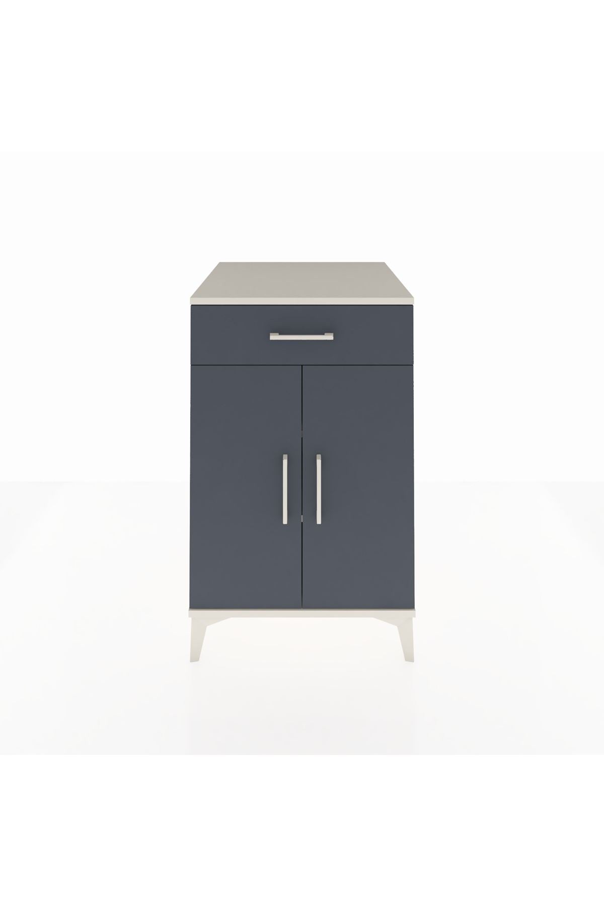 Kronos Komodin 2 Raflı Tek Çekmeceli 2 Kapaklı 60x59x96 Aytaşı-Antrasit