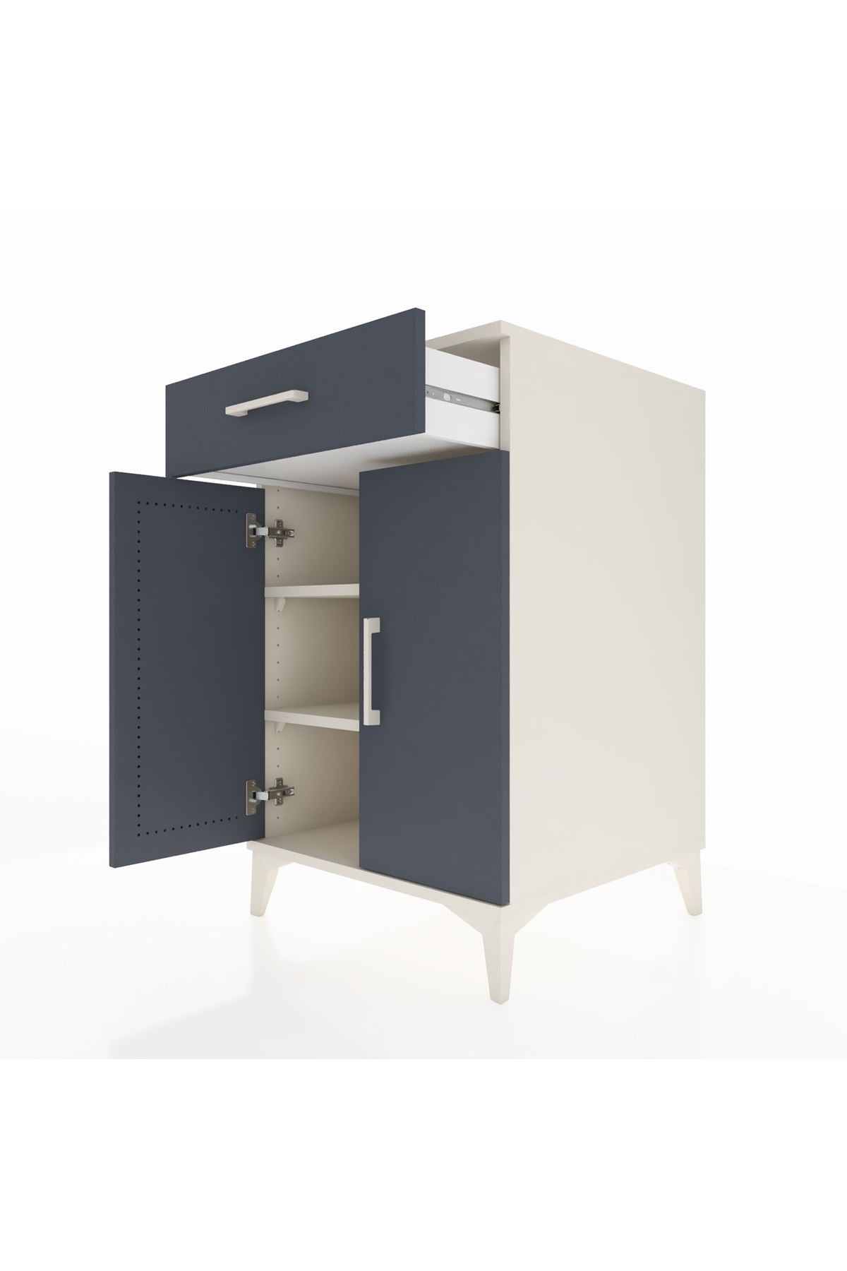 Kronos Komodin 2 Raflı Tek Çekmeceli 2 Kapaklı 60x59x96 Aytaşı-Antrasit