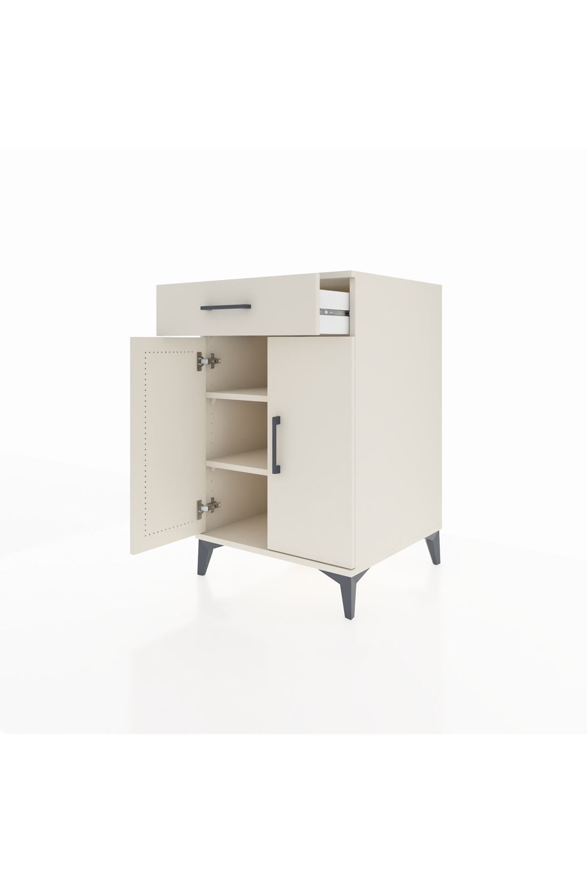 Kronos Komodin 2 Raflı Tek Çekmeceli 2 Kapaklı 60x59x96 Aytaşı-Aytaşı