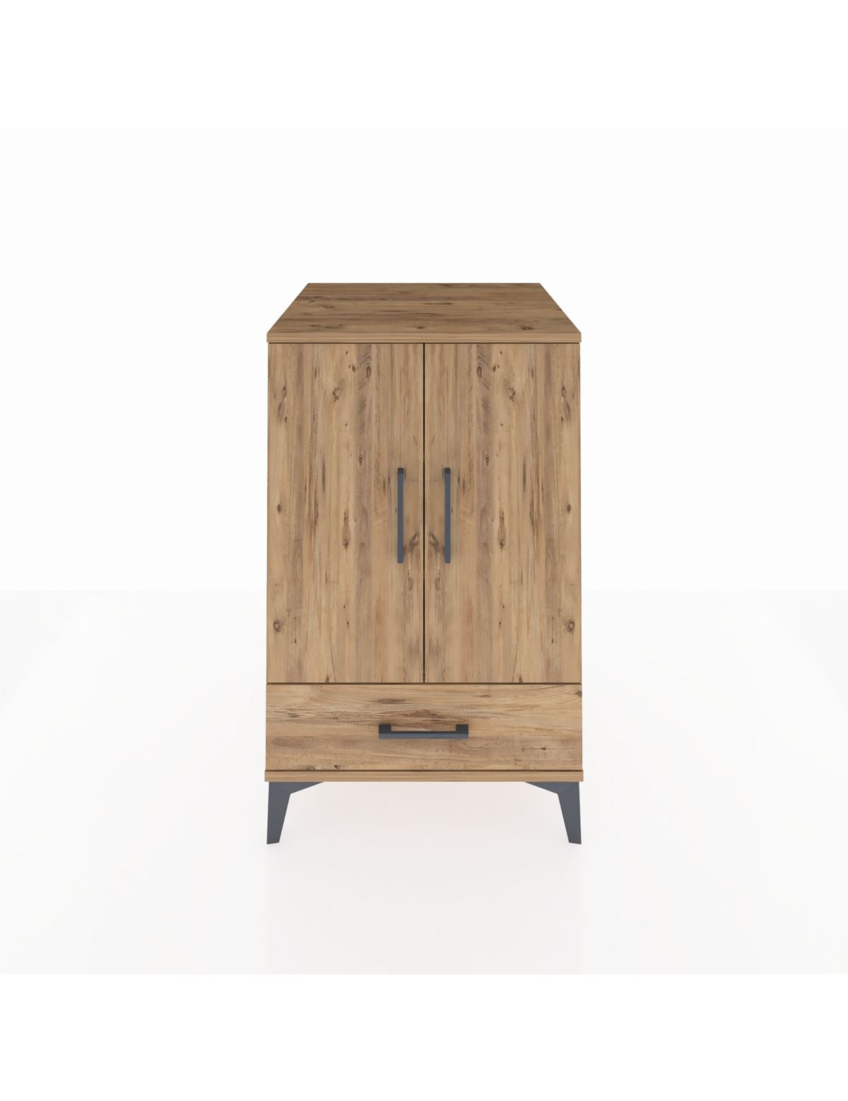 Kronos Komodin 3 Raflı Tek Çekmeceli 2 Kapaklı 60x59x96 Çam-Çam