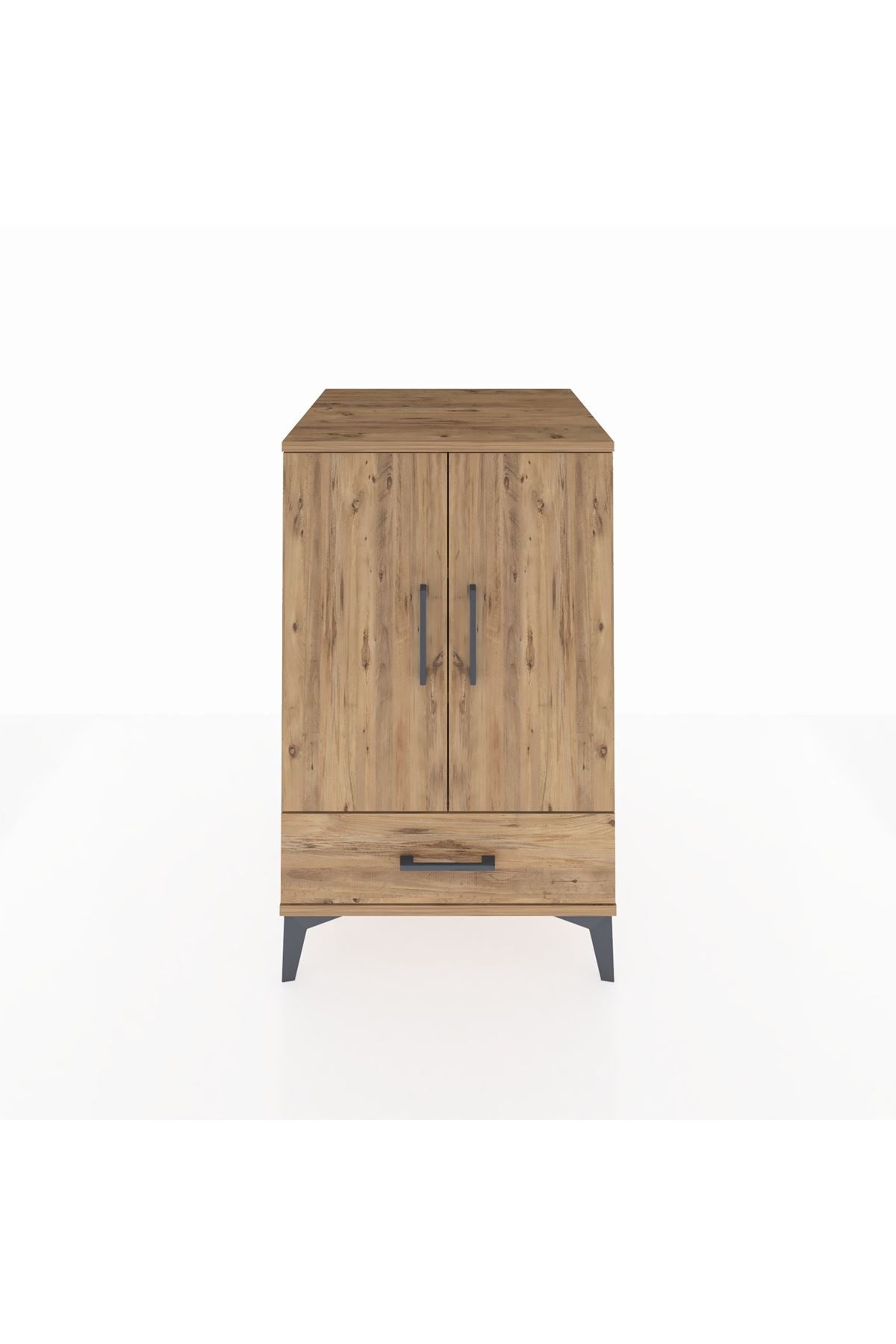 Kronos Komodin 3 Raflı Tek Çekmeceli 2 Kapaklı 60x59x96 Çam-Çam