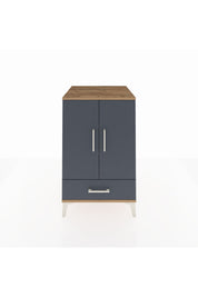 Kronos Komodin 3 Raflı Tek Çekmeceli 2 Kapaklı 60x59x96 Çam-Antrasit