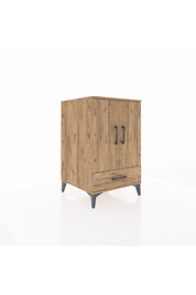 Kronos Komodin 3 Raflı Tek Çekmeceli 2 Kapaklı 60x59x96 Çam-Çam