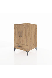 Kronos Komodin 3 Raflı Tek Çekmeceli 2 Kapaklı 60x59x96 Çam-Çam