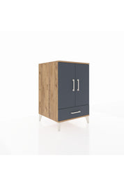 Kronos Komodin 3 Raflı Tek Çekmeceli 2 Kapaklı 60x59x96 Çam-Antrasit