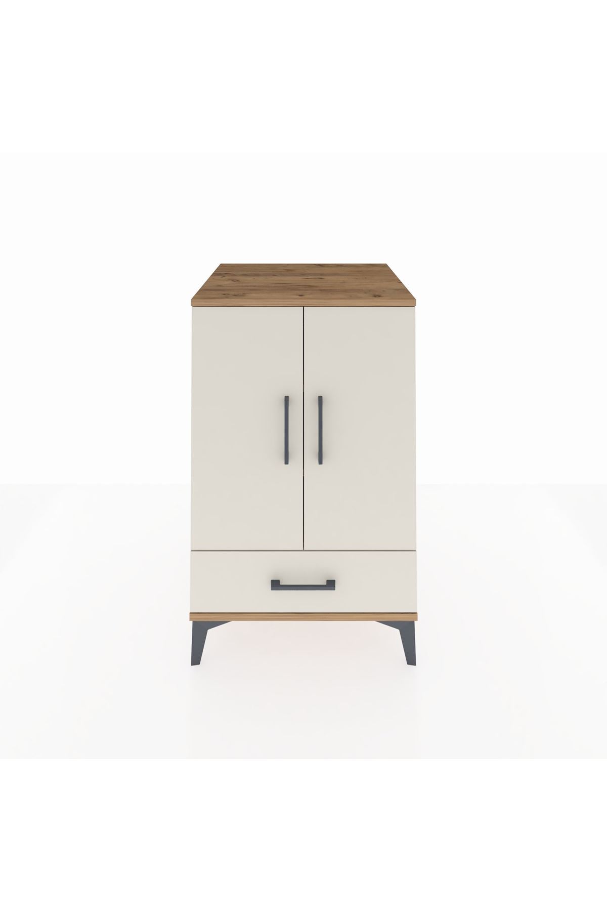 Kronos Komodin 3 Raflı Tek Çekmeceli 2 Kapaklı 60x59x96 Çam-Aytaşı