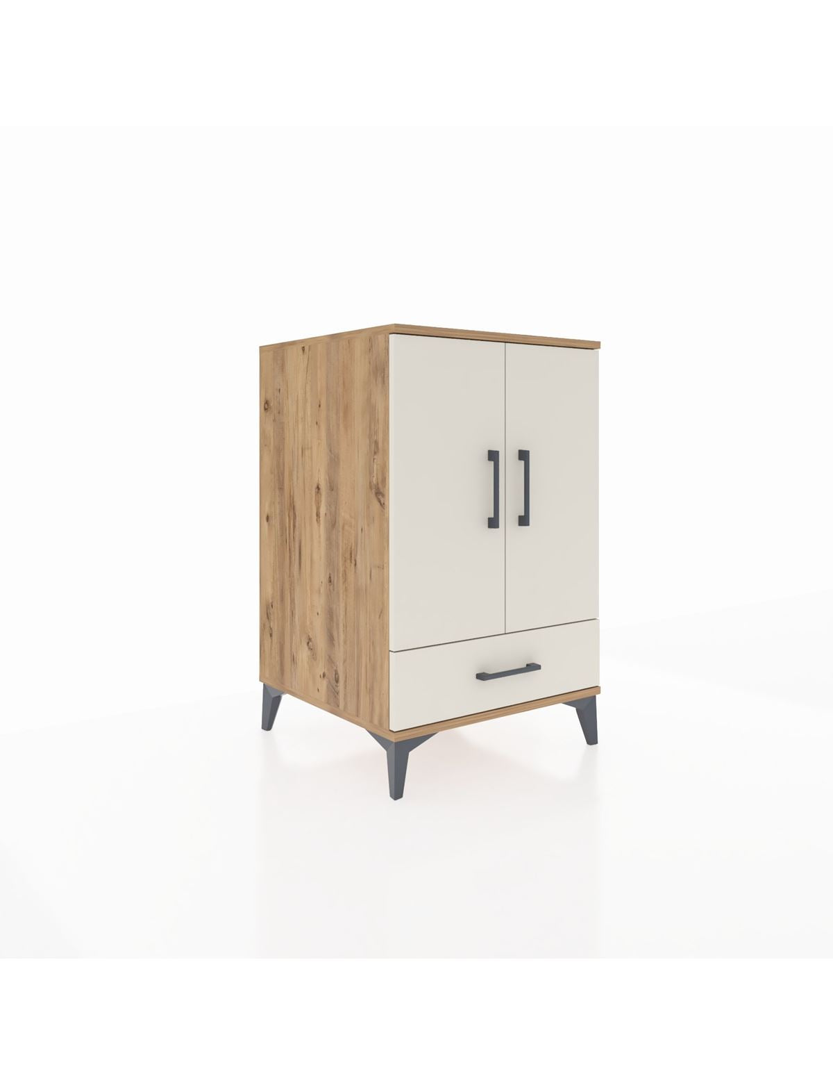 Kronos Komodin 3 Raflı Tek Çekmeceli 2 Kapaklı 60x59x96 Çam-Aytaşı