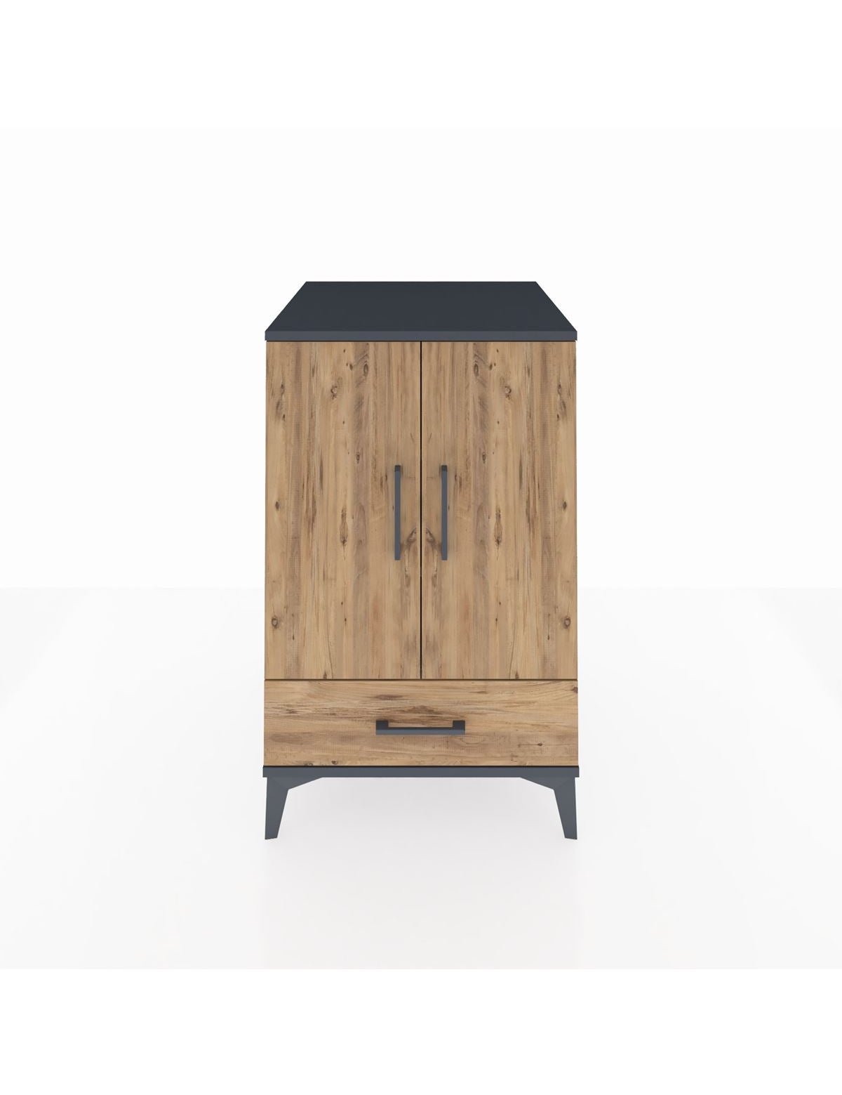 Kronos Komodin 3 Raflı Tek Çekmeceli 2 Kapaklı 60x59x96 Antrasit-Çam