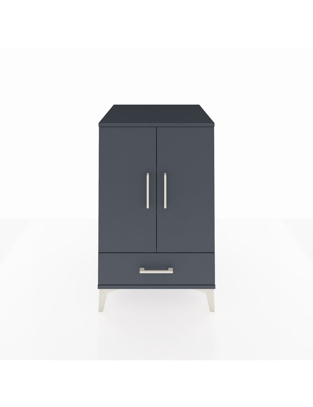 Kronos Komodin 3 Raflı Tek Çekmeceli 2 Kapaklı 60x59x96 Antrasit-Antrasit