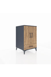 Kronos Komodin 3 Raflı Tek Çekmeceli 2 Kapaklı 60x59x96 Antrasit-Çam