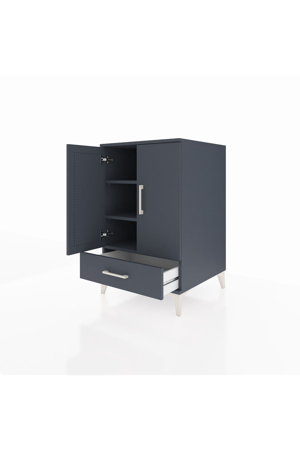 Kronos Komodin 3 Raflı Tek Çekmeceli 2 Kapaklı 60x59x96 Antrasit-Antrasit